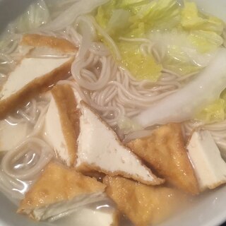 白菜と厚揚げのにゅう麺